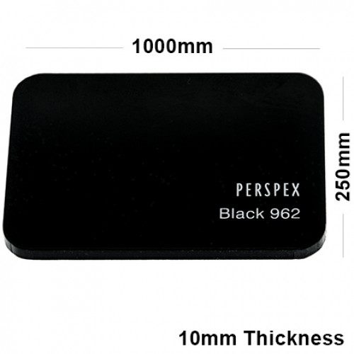 10mm Black Acrylic Sheet 1000 x 250