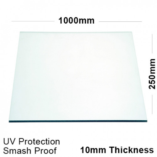 10mm Clear Polycarbonate Sheet 1000 x 250