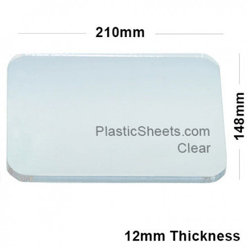12mm Clear Acrylic Plastic Sheet 210mm x 148mm
