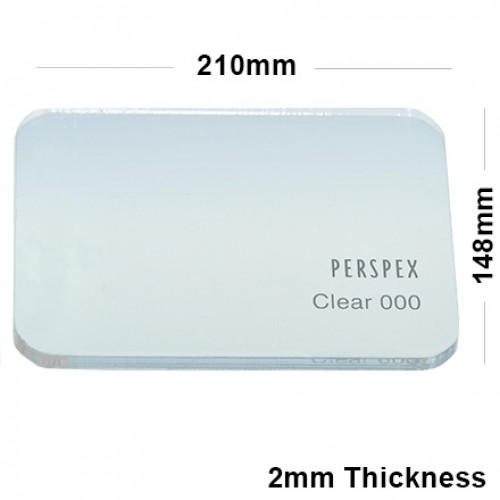 2mm Clear Acrylic Plastic Sheet 210mm x 148mm