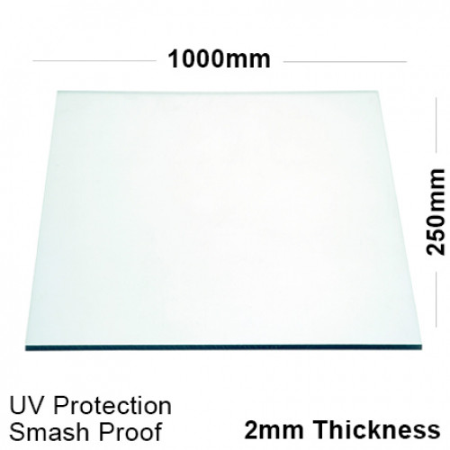 2mm Clear Polycarbonate Sheet 1000 x 250