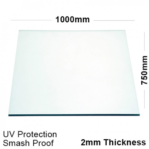 2mm Clear Polycarbonate Sheet 1000 x 750