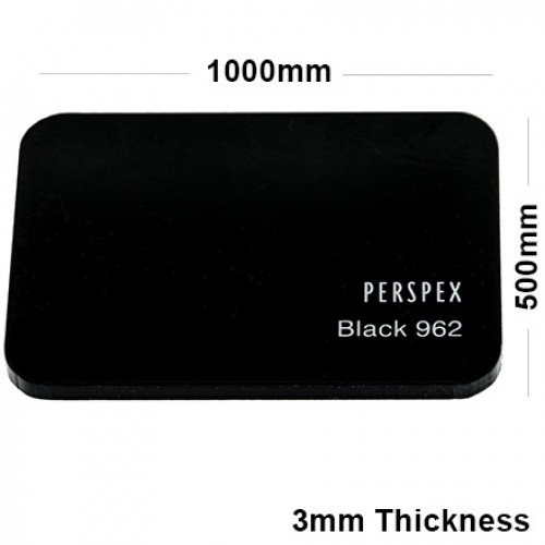 3mm Black Acrylic Sheet 1000 x 500