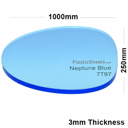 3mm Blue Fluorescent Acrylic Sheet 1000 x 250