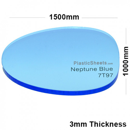 3mm Blue Fluorescent Acrylic Sheet 1500 x 1000