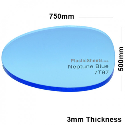 3mm Blue Fluorescent Acrylic Sheet 750 x 500