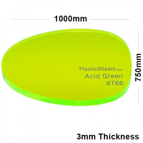 3mm Green Fluorescent Acrylic Sheet 1000 x 750
