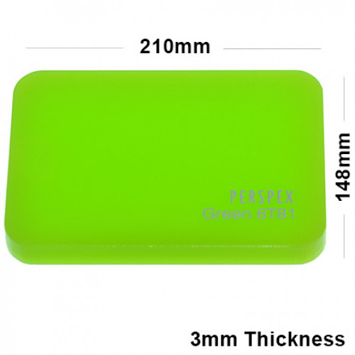 3mm Lime Green Acrylic Sheet 210 x 148