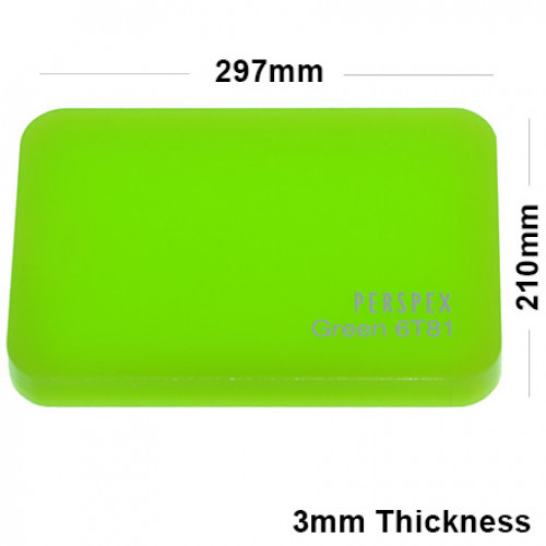 3mm Lime Green Acrylic Sheet 297 x 210