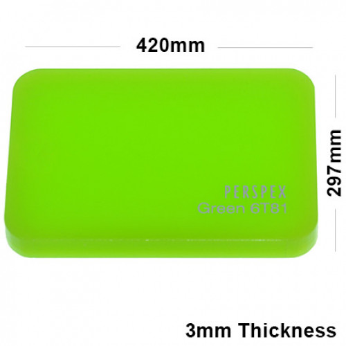 3mm Lime Green Acrylic Sheet 297 x 420