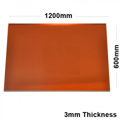 3mm Orange Acrylic Mirror Sheet 1200 x 600
