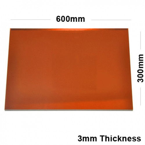 3mm Orange Acrylic Mirror Sheet 600 x 300