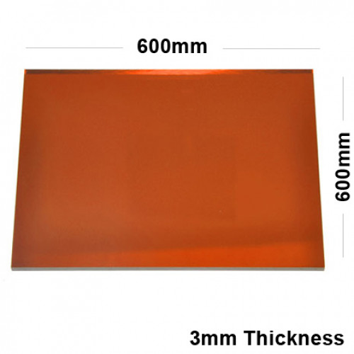 3mm Orange Acrylic Mirror Sheet 600 x 600