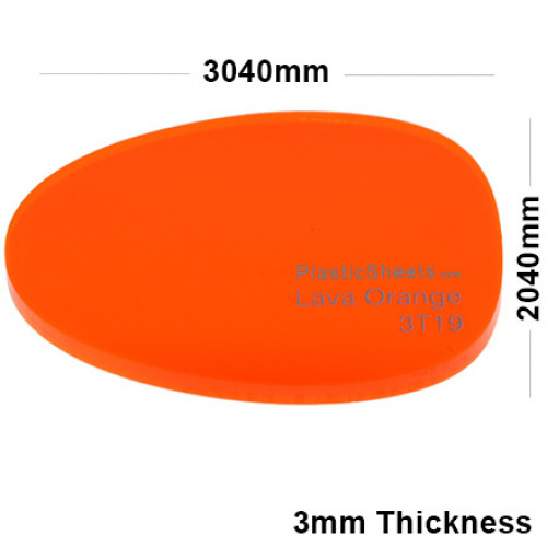 3mm Orange Fluorescent Acrylic Sheet 3040 x 2040
