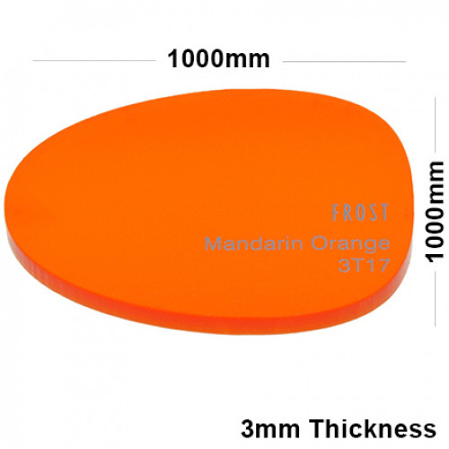 3mm Orange Frosted Acrylic Sheet 1000 x 1000