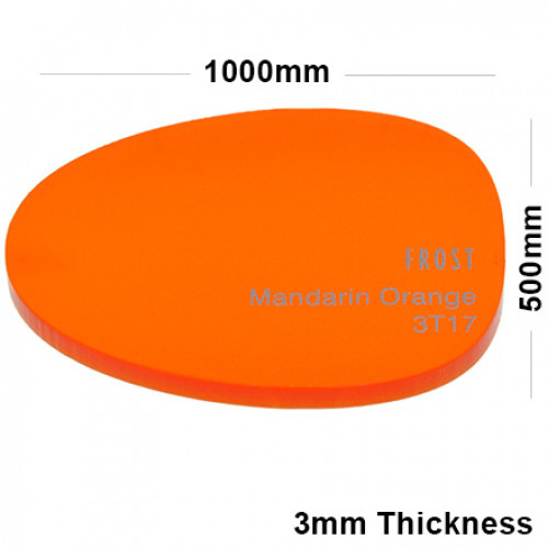 3mm Orange Frosted Acrylic Sheet 1000 x 500