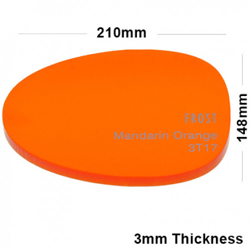 3mm Orange Frosted Acrylic Sheet 210 x 148