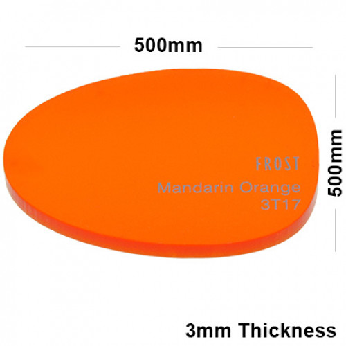 3mm Orange Frosted Acrylic Sheet 500 x 500