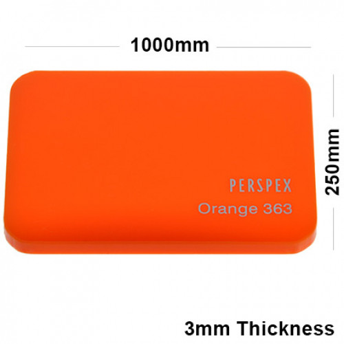 3mm Orange Acrylic Sheet 1000 x 250
