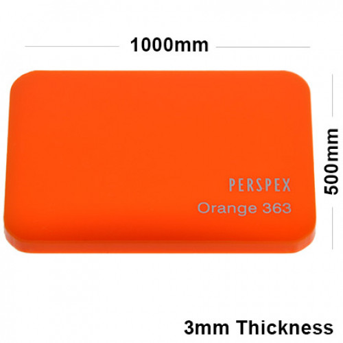 3mm Orange Acrylic Sheet 1000 x 500