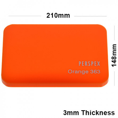 3mm Orange Acrylic Sheet 210 x 148