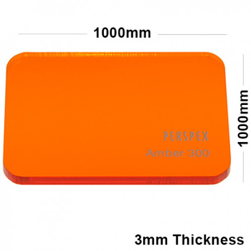 3mm Orange Tinted Acrylic Sheet 1000 x 1000