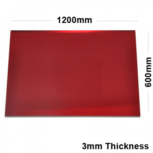3mm Red Acrylic Mirror Sheet 1200 x 600