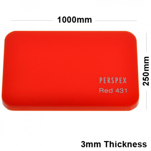 3mm Red Acrylic Sheet 1000 x 250
