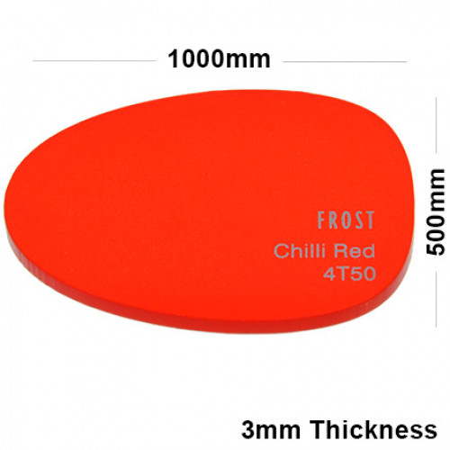 3mm Red Frosted Acrylic Sheet 1000 x 500