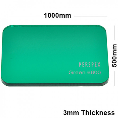 3mm Dark Green Tinted Acrylic Sheet 1000 x 500