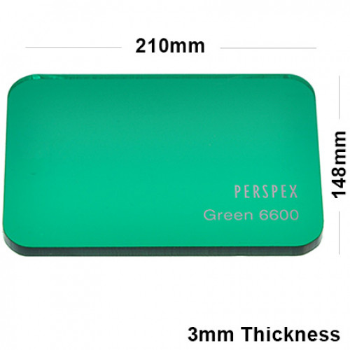 3mm Dark Green Tinted Acrylic Sheet 210 x 148