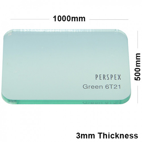 3mm Light Green Tinted Acrylic Sheet 1000 x 500
