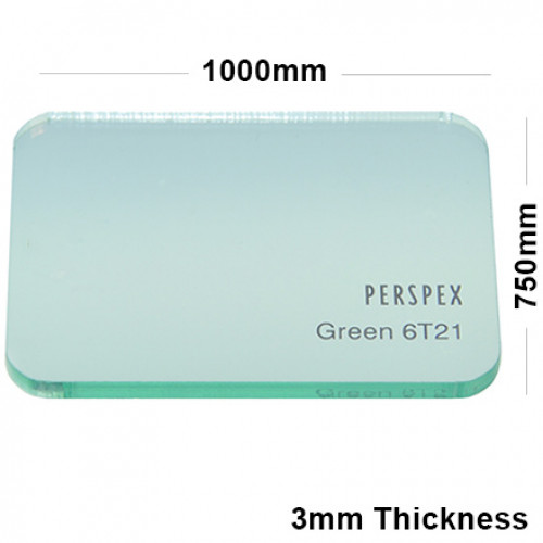 3mm Light Green Tinted Acrylic Sheet 1000 x 750