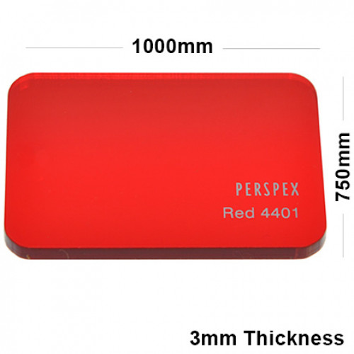 3mm Red Tinted Acrylic Sheet 1000 x 750