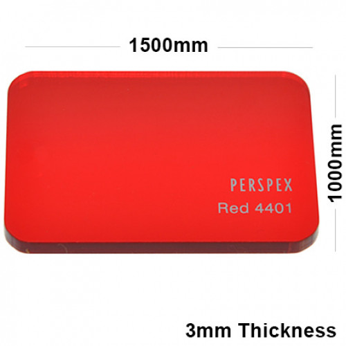 3mm Red Tinted Acrylic Sheet 1500 x 1000