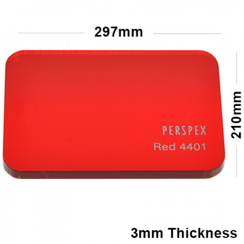 3mm Red Tinted Acrylic Sheet 297 x 210
