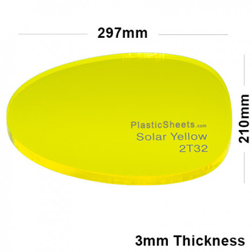 3mm Yellow Fluorescent Acrylic Sheet 297 x 210