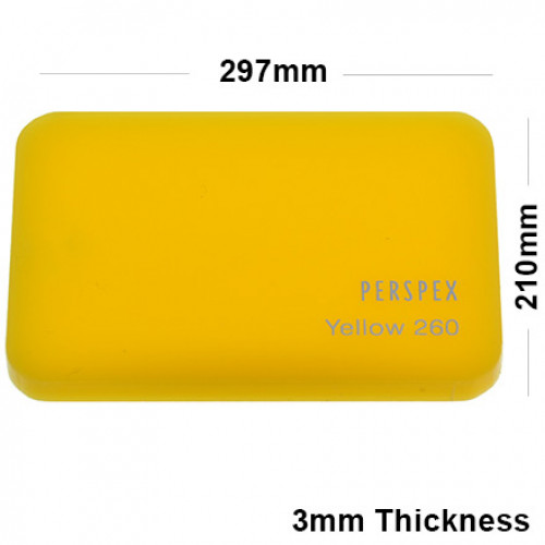 3mm Yellow Acrylic Sheet 297 x 210