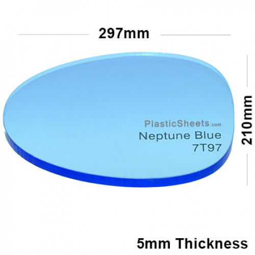 5mm Blue Fluorescent Acrylic Sheet 297 x 210
