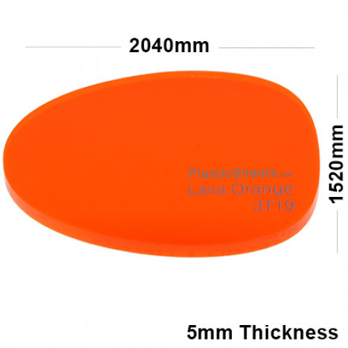 5mm Orange Fluorescent Acrylic Sheet 2040 x 1520