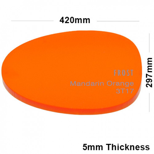5mm Orange Frosted Acrylic Sheet 420 x 297
