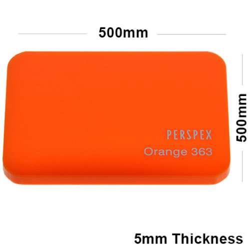 5mm Orange Acrylic Sheet 500 x 500