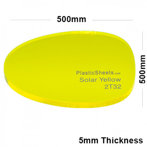5mm Yellow Fluorescent Acrylic Sheet 500 x 500