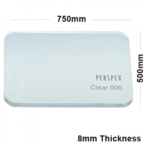 8mm Clear Acrylic Sheet 750 x 500