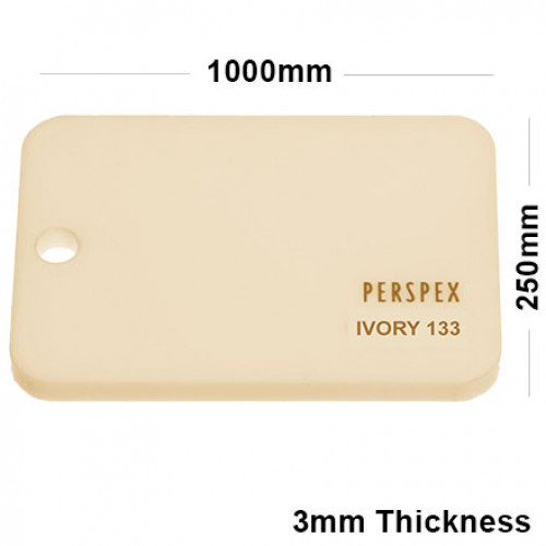 3mm Ivory Perspex acrylic sheet 1000x250