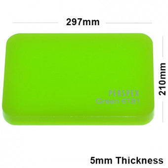 5mm Lime Green Acrylic Sheet 297 x 210