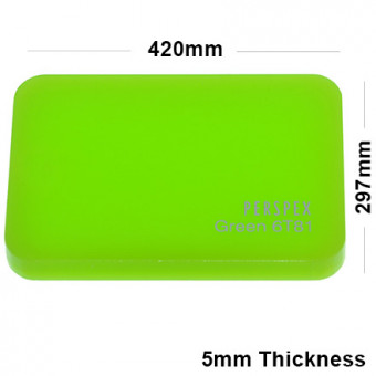 5mm Lime Green Acrylic Sheet 297 x 420