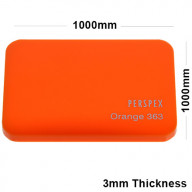 3mm Orange Acrylic Sheet 1000 x 1000