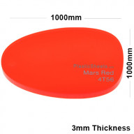 3mm Red Fluorescent Acrylic Sheet 1000 x 1000