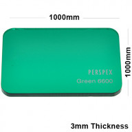 3mm Dark Green Tinted Acrylic Sheet 1000 x 1000